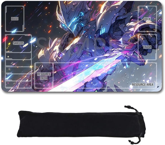 GCG Playmats with Zones - 24"x14" Unofficial GCG Card Game Mat New Player Gundam Playmat  Compatible TCG Player Include Storage Bag (GAODA (2)-Zone)