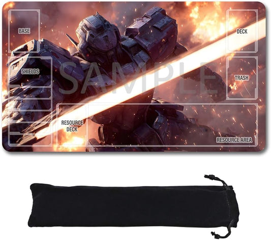 GCG Playmats with Zones - 24"x14" Unofficial GCG Card Game Mat New Player Gundam Playmat  Compatible TCG Player Include Storage Bag (GAODA (13)-Zone)