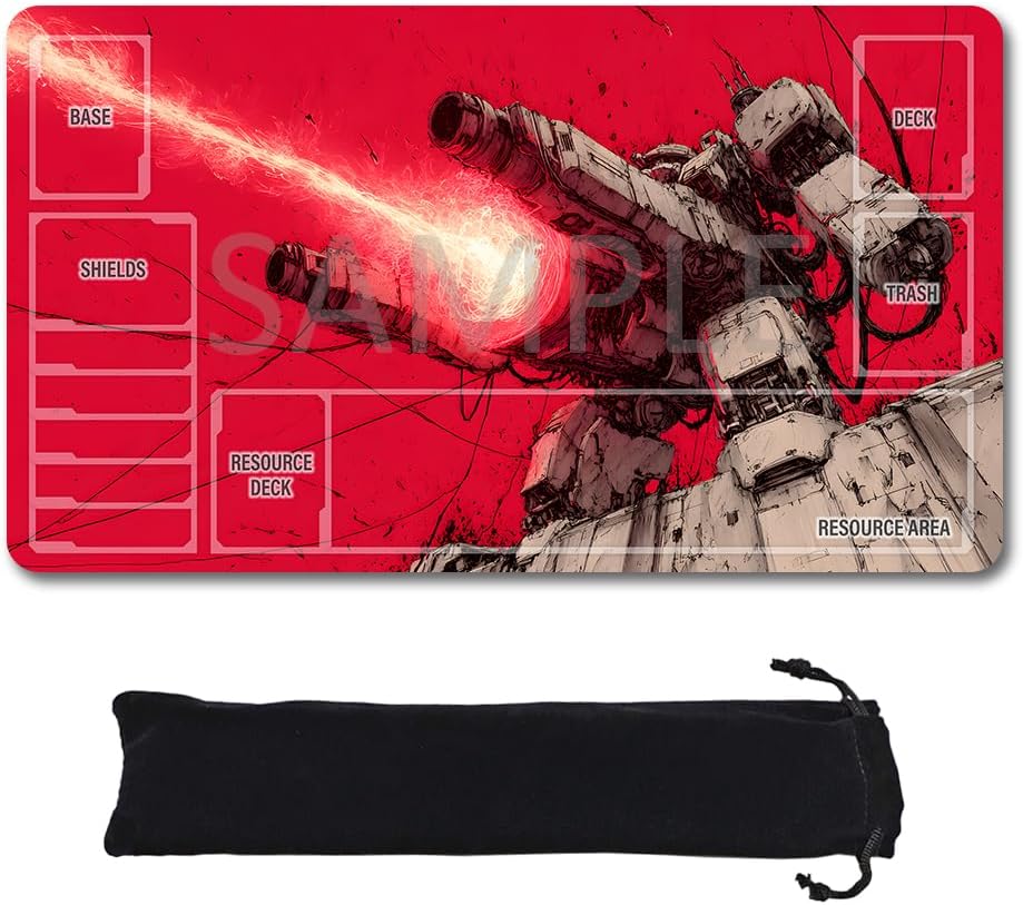 GCG Playmats with Zones - 24"x14" Unofficial GCG Card Game Mat New Player Gundam Playmat  Compatible TCG Player Include Storage Bag (GAODA (3)-Zone)