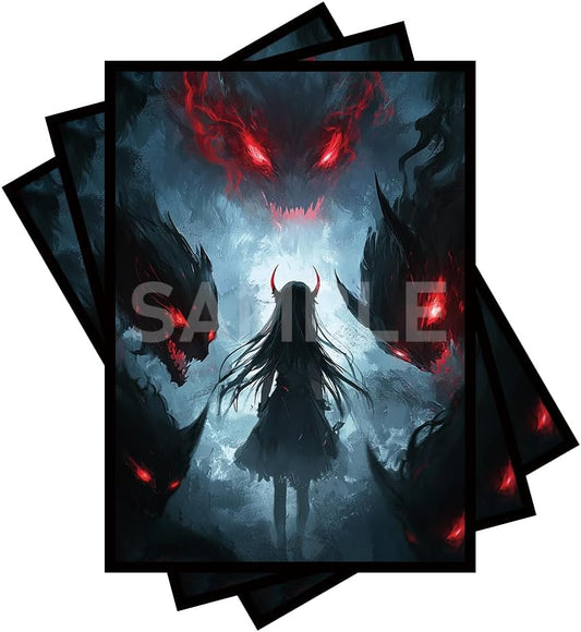 100 PCS TCG/MTG Card Sleeves, Matte Back Anti-Slip & Easy Shuffling Applicable to OCG CCG DTCG PTCG, 2.6 x 3.6 in Standard Size Cards (Demonic Holy Maiden)