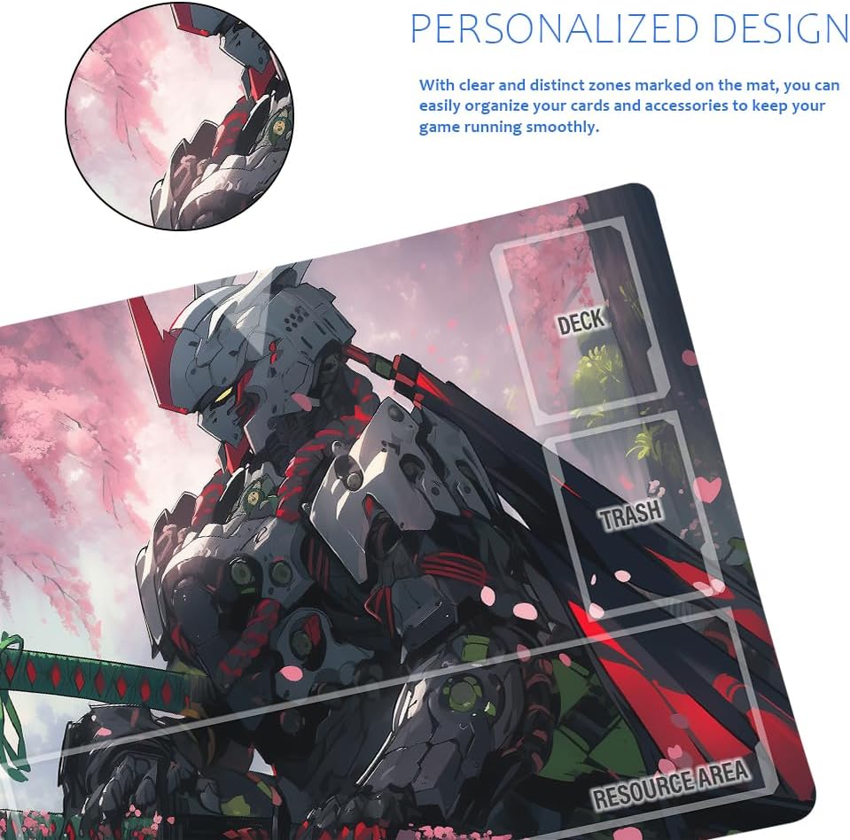 GCG Playmats with Zones - 24"x14" Unofficial GCG Card Game Mat New Player Gundam Playmat  Compatible TCG Player Include Storage Bag (GAODA (20)-Zone)