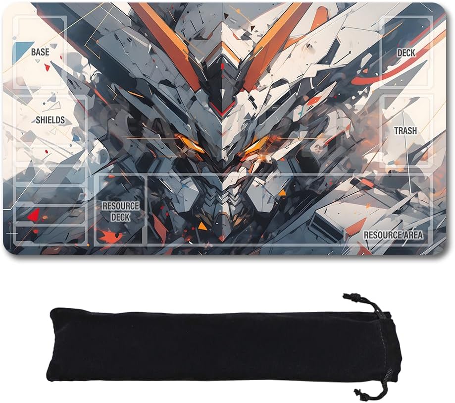GCG Playmats with Zones - 24"x14" Unofficial GCG Card Game Mat New Player Gundam Playmat  Compatible TCG Player Include Storage Bag (GAODA (10)-Zone)