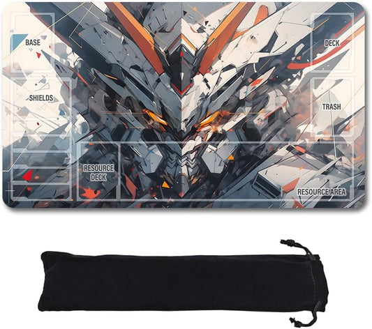 GCG Playmats with Zones - 24"x14" Unofficial GCG Card Game Mat New Player Gundam Playmat  Compatible TCG Player Include Storage Bag (GAODA (7)-Zone)