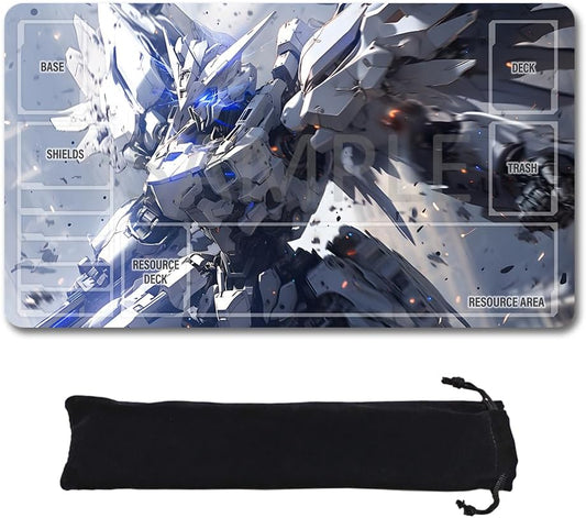 GCG Playmats with Zones - 24"x14" Unofficial GCG Card Game Mat New Player Gundam Playmat  Compatible TCG Player Include Storage Bag (GAODA (14)-Zone)