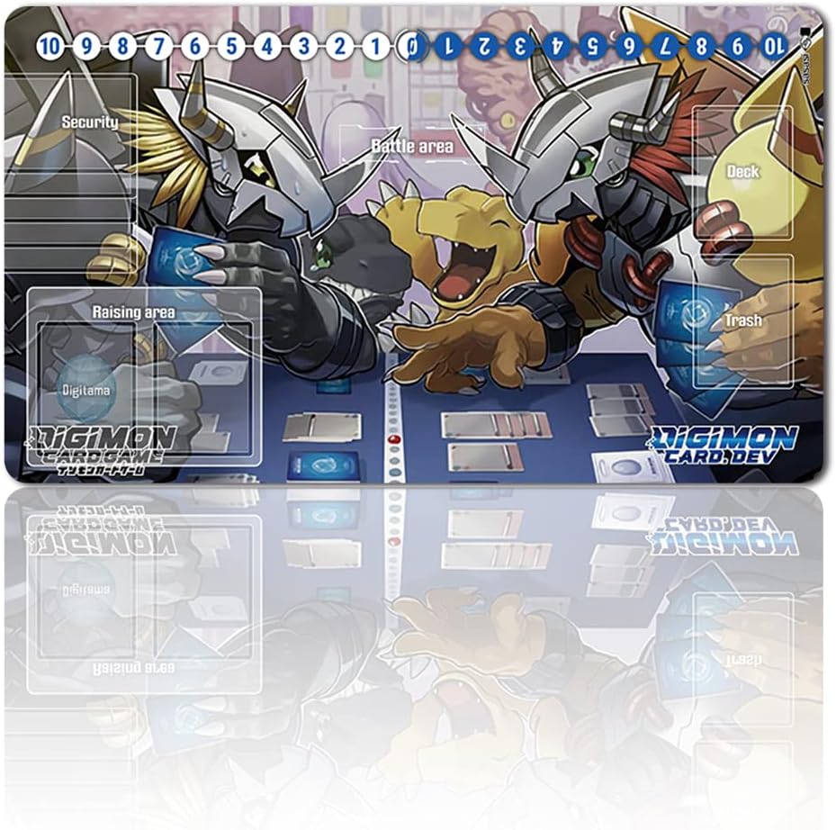 Four leaves Trading Card Game Playmat TCG Free Waterproof Bag Table Mats Size 60 x 35 cm Mouse Pad Compatible for Digimon CCG RPG (008568) Stitched Edge
