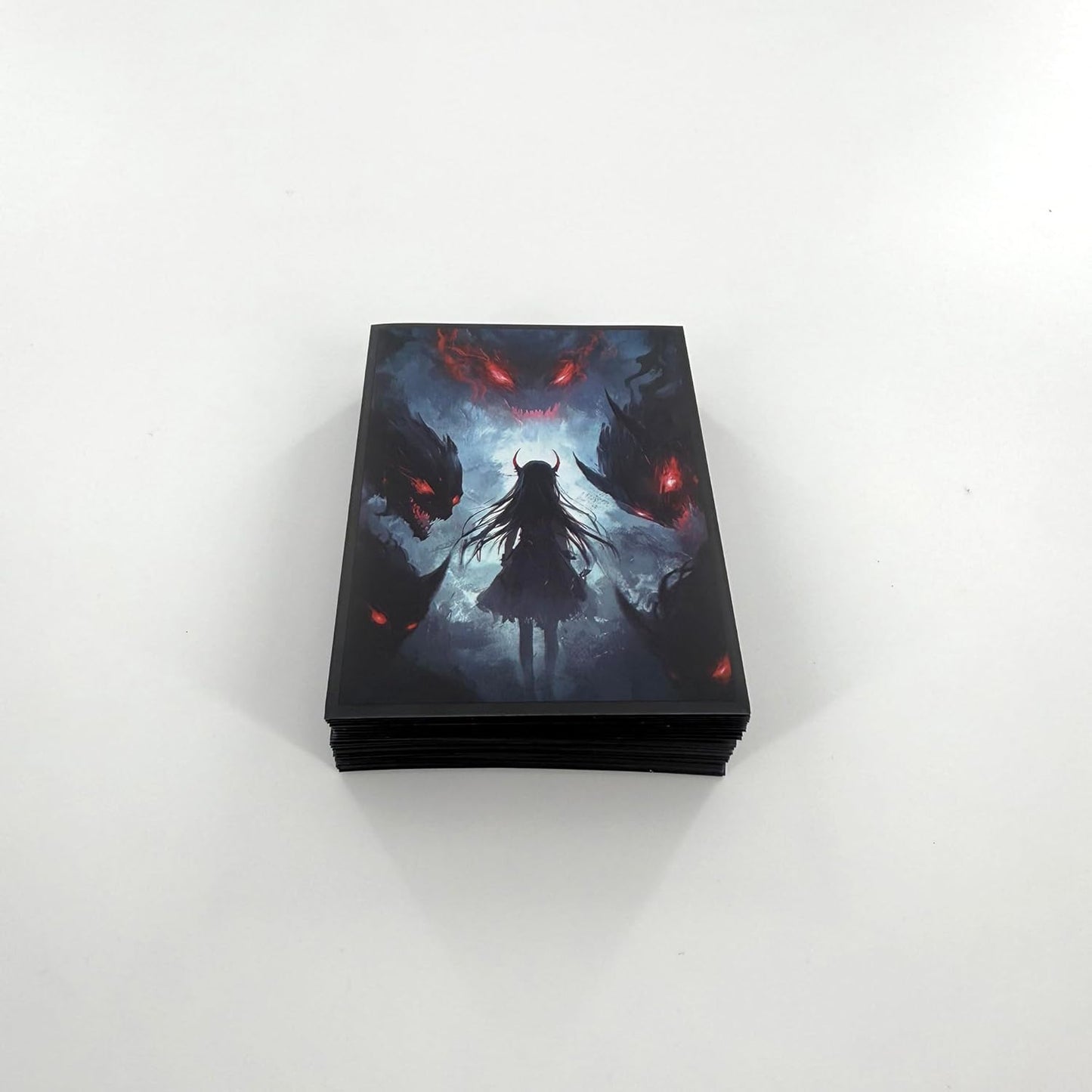 100 PCS TCG/MTG Card Sleeves, Matte Back Anti-Slip & Easy Shuffling Applicable to OCG CCG DTCG PTCG, 2.6 x 3.6 in Standard Size Cards (Demonic Holy Maiden)