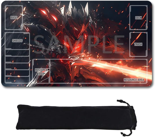 GCG Playmats with Zones - 24"x14" Unofficial GCG Card Game Mat New Player Gundam Playmat  Compatible TCG Player Include Storage Bag (GAODA (16)-Zone)