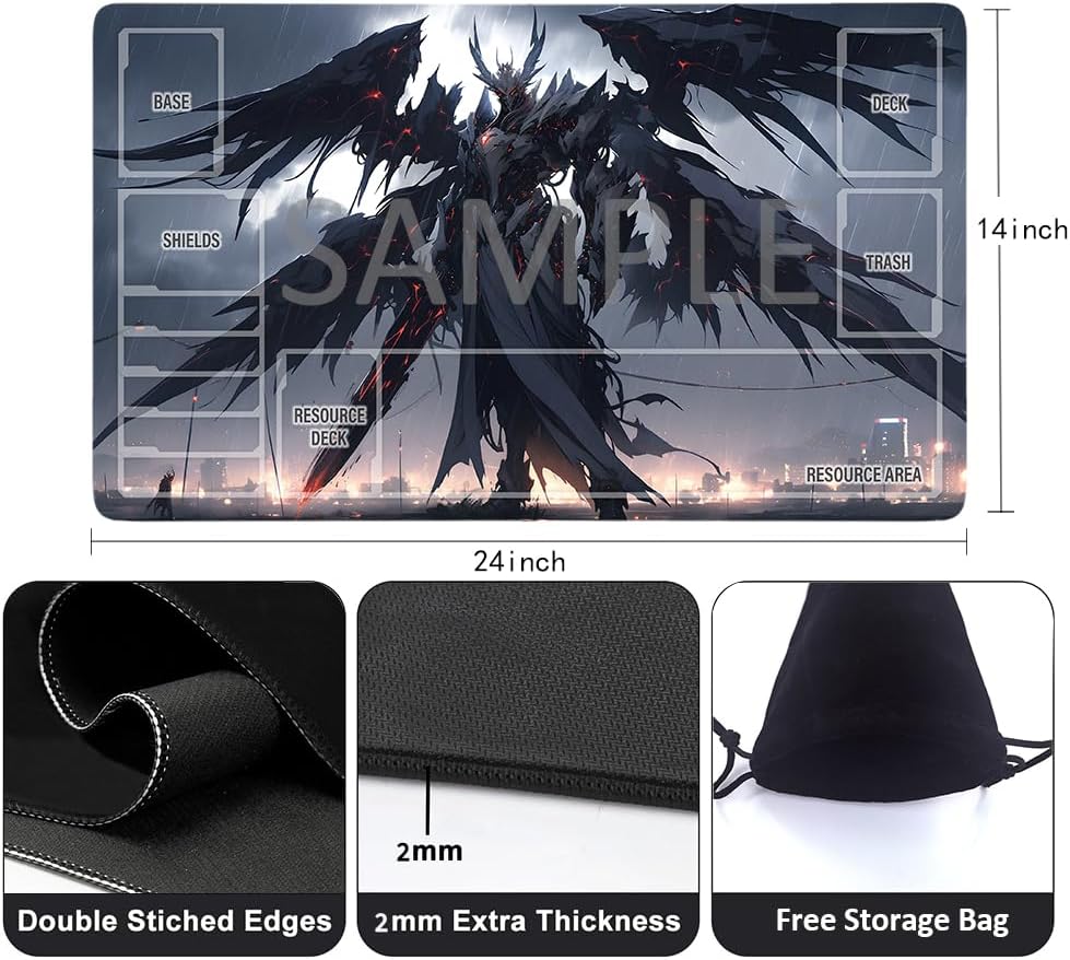 GCG Playmats with Zones - 24"x14" Unofficial GCG Card Game Mat New Player Gundam Playmat  Compatible TCG Player Include Storage Bag (GAODA (6)-Zone)