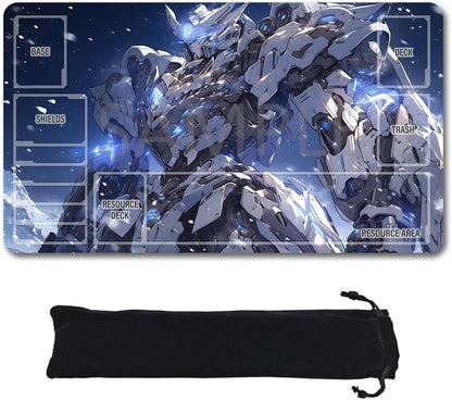 GCG Playmats with Zones - 24"x14" Unofficial GCG Card Game Mat New Player Gundam Playmat  Compatible TCG Player Include Storage Bag (GAODA (9)-Zone)