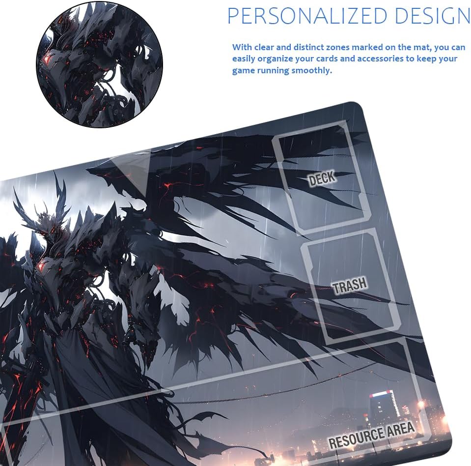 GCG Playmats with Zones - 24"x14" Unofficial GCG Card Game Mat New Player Gundam Playmat  Compatible TCG Player Include Storage Bag (GAODA (6)-Zone)