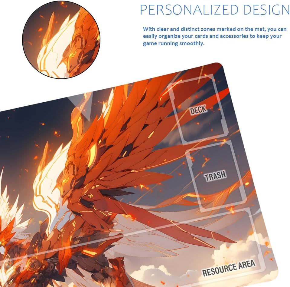 GCG Playmats with Zones - 24"x14" Unofficial GCG Card Game Mat New Player Gundam Playmat  Compatible TCG Player Include Storage Bag (GAODA (8)-Zone)