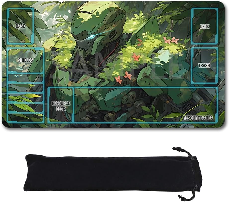 GCG Playmats with Zones - 24"x14" Unofficial GCG Card Game Mat New Player Gundam Playmat  Compatible TCG Player Include Storage Bag (GAODA (7)-Zone)