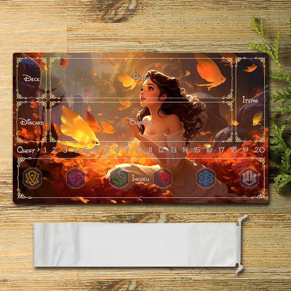 Disney Peripheral - Autumn fantasy - Lorcana Playmat Size 23.6X13.7in Play mats Compatible for TCG RPG CCG Mouse Pad Desk Mats