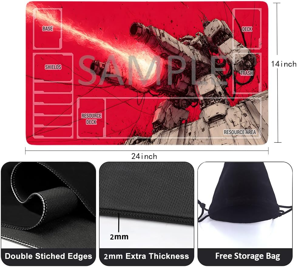 GCG Playmats with Zones - 24"x14" Unofficial GCG Card Game Mat New Player Gundam Playmat  Compatible TCG Player Include Storage Bag (GAODA (19)-Zone)
