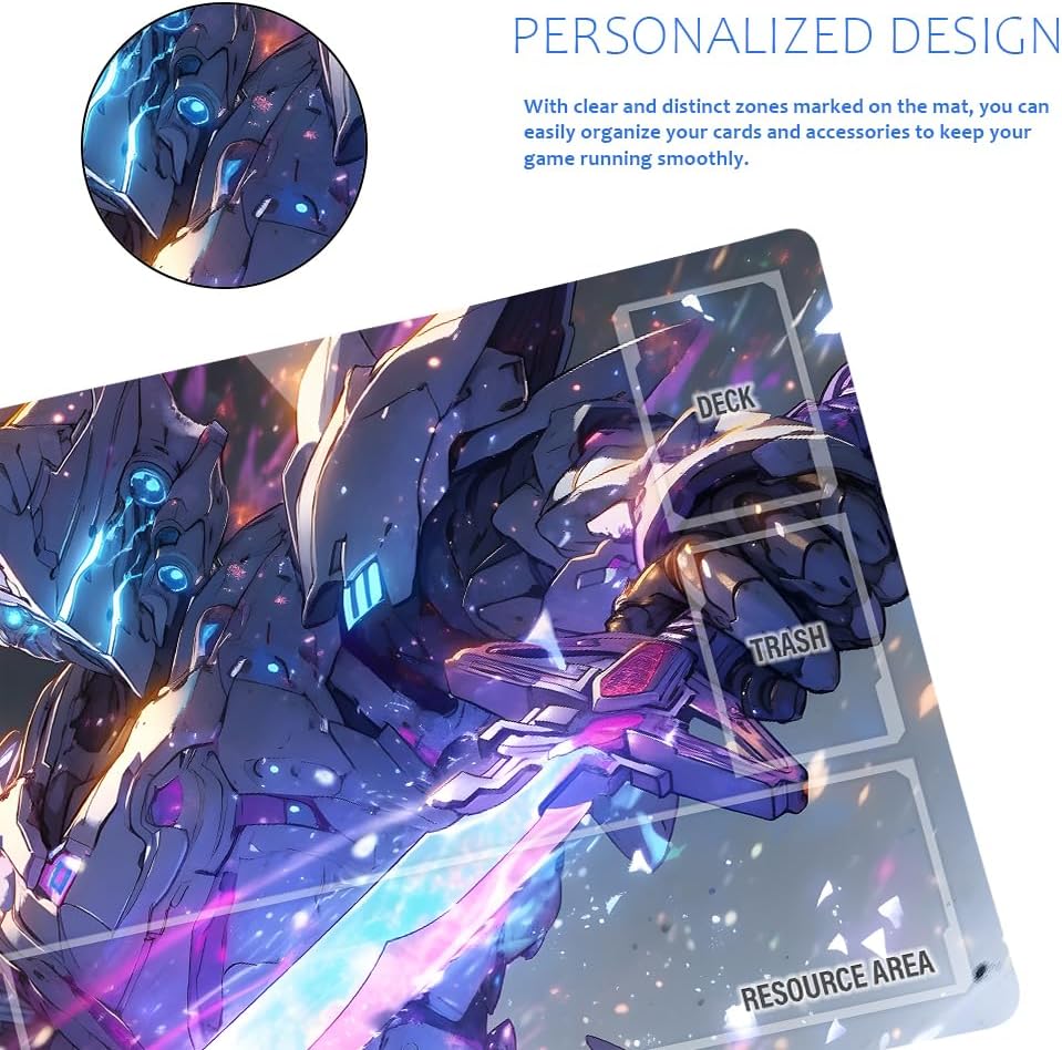 GCG Playmats with Zones - 24"x14" Unofficial GCG Card Game Mat New Player Gundam Playmat  Compatible TCG Player Include Storage Bag (GAODA (2)-Zone)