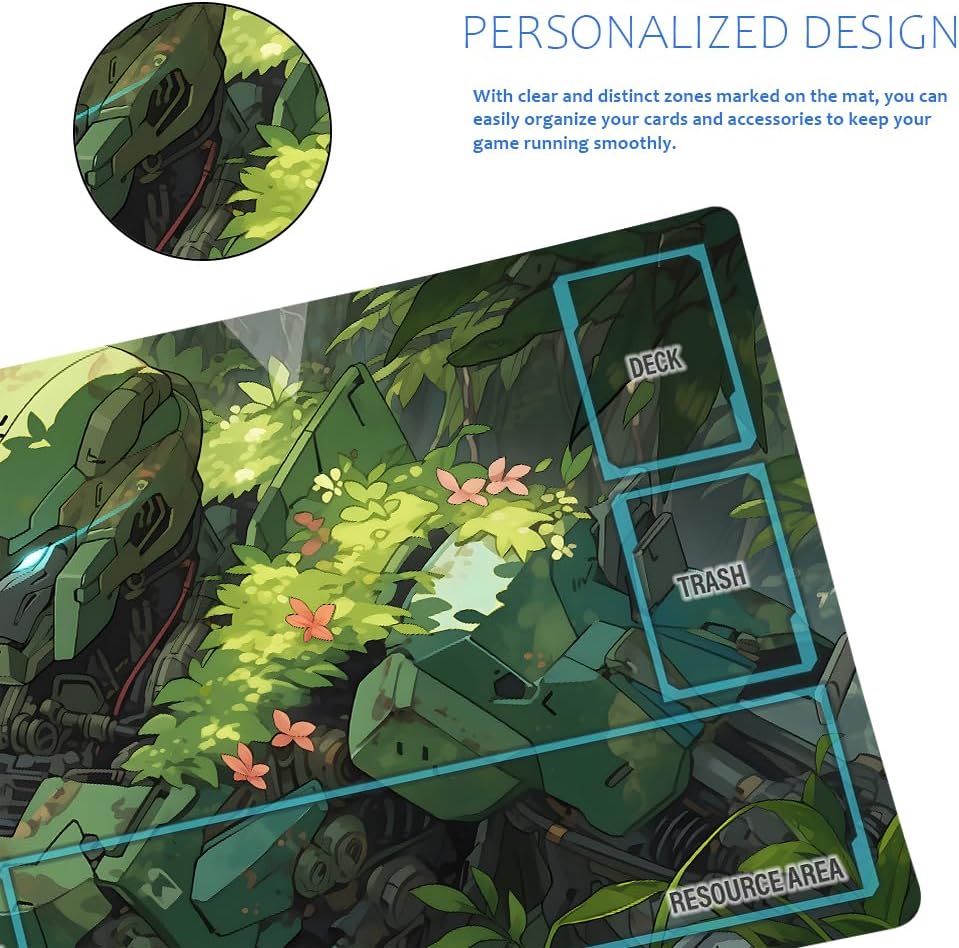 GCG Playmats with Zones - 24"x14" Unofficial GCG Card Game Mat New Player Gundam Playmat  Compatible TCG Player Include Storage Bag (GAODA (15)-Zone)