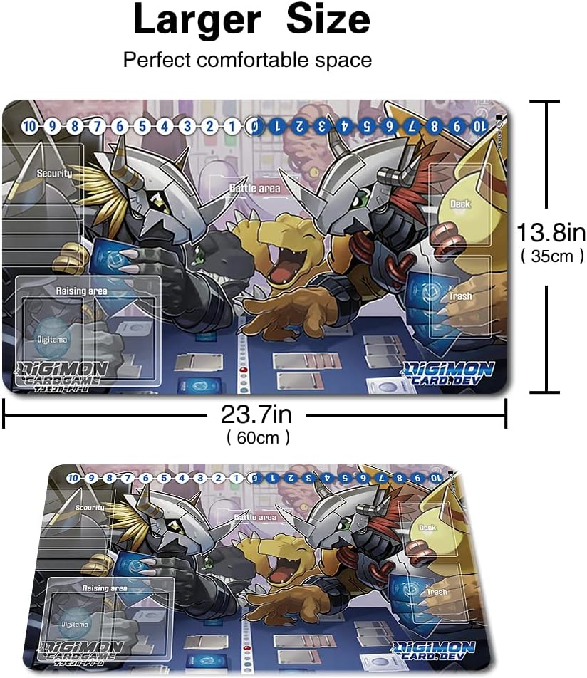 Four leaves Trading Card Game Playmat TCG Free Waterproof Bag Table Mats Size 60 x 35 cm Mouse Pad Compatible for Digimon CCG RPG (008568) Stitched Edge