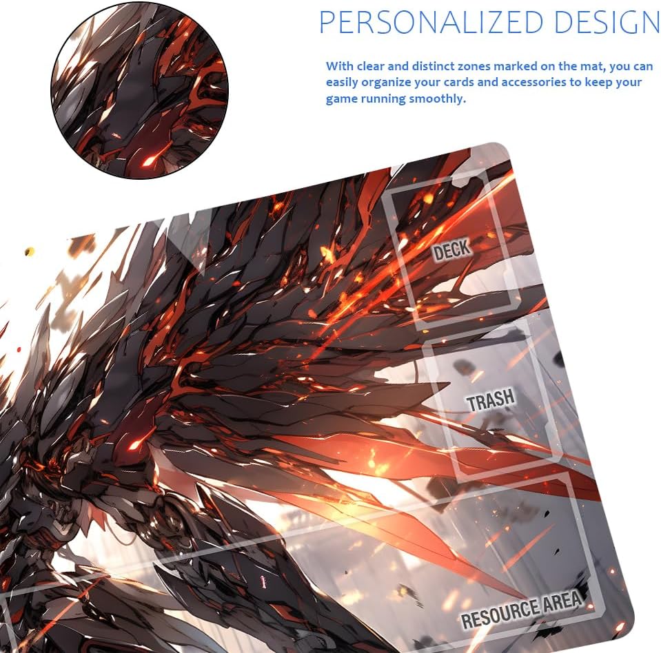 GCG Playmats with Zones - 24"x14" Unofficial GCG Card Game Mat New Player Gundam Playmat  Compatible TCG Player Include Storage Bag (GAODA (9)-Zone)