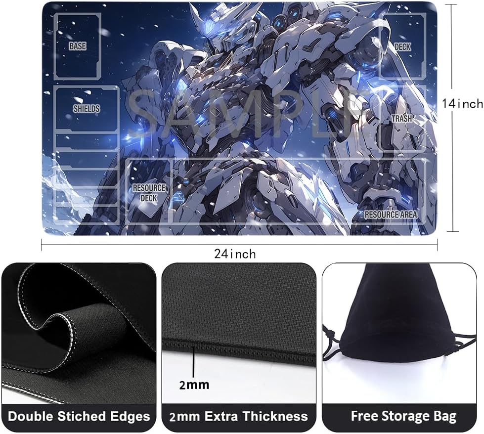 GCG Playmats with Zones - 24"x14" Unofficial GCG Card Game Mat New Player Gundam Playmat  Compatible TCG Player Include Storage Bag (GAODA1-zone)