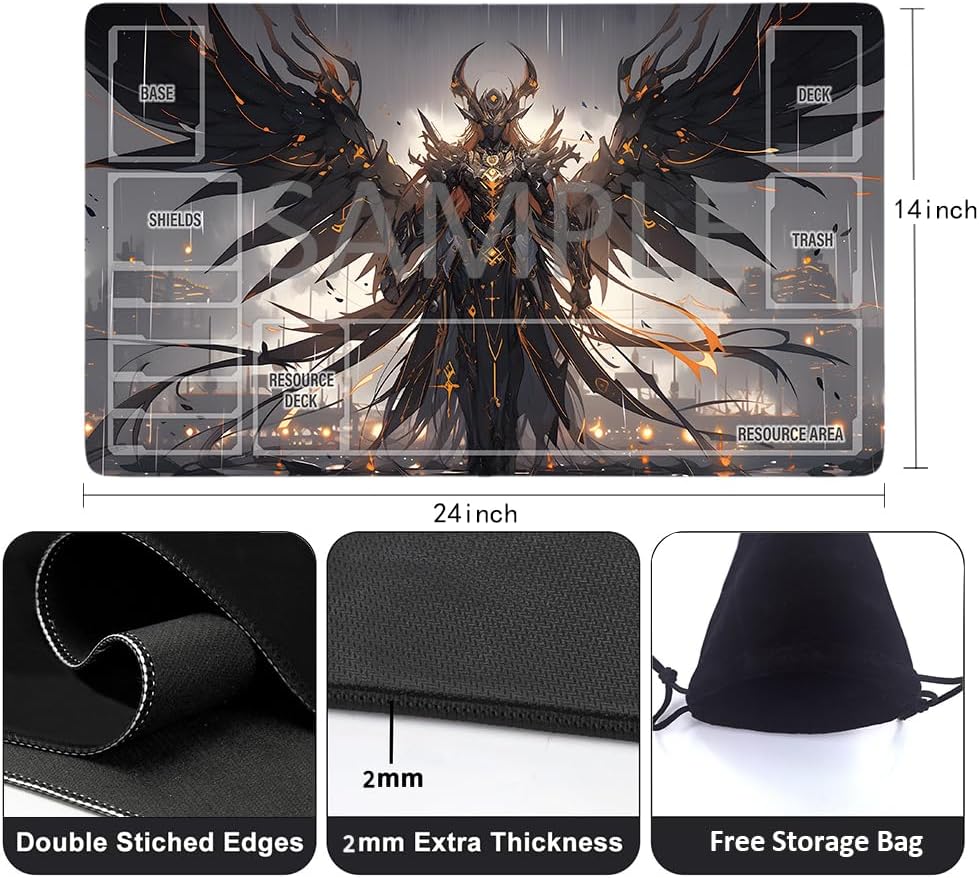 GCG Playmats with Zones - 24"x14" Unofficial GCG Card Game Mat New Player Gundam Playmat  Compatible TCG Player Include Storage Bag (GAODA (5)-Zone)