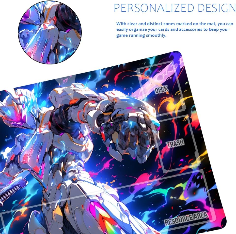 GCG Playmats with Zones - 24"x14" Unofficial GCG Card Game Mat New Player Gundam Playmat  Compatible TCG Player Include Storage Bag (GAODA (4)-Zone)