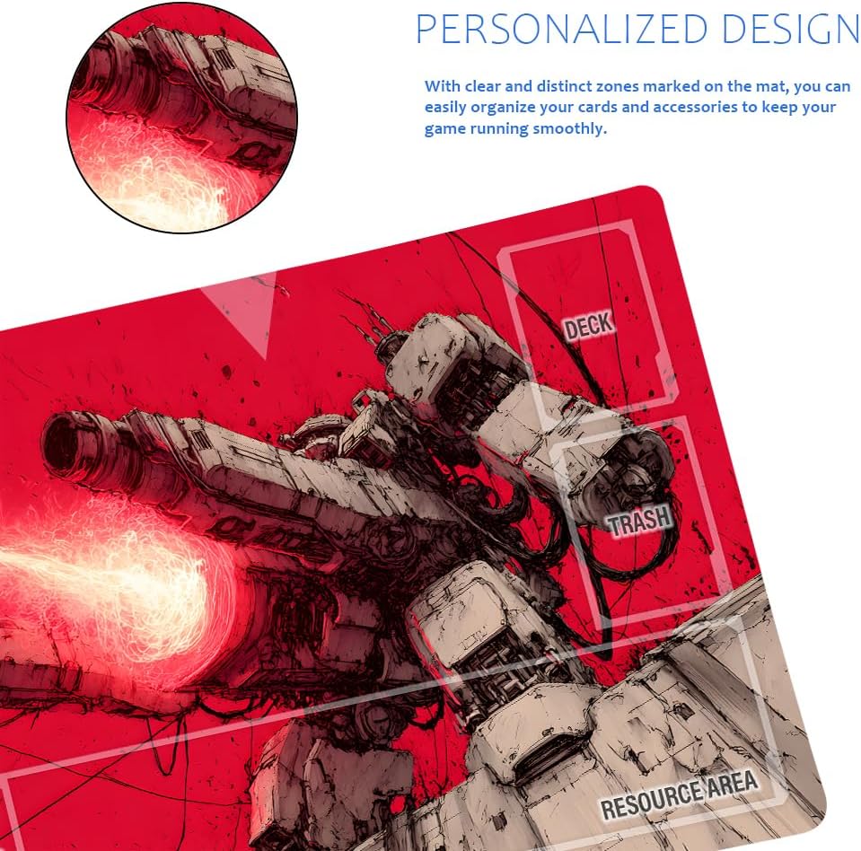 GCG Playmats with Zones - 24"x14" Unofficial GCG Card Game Mat New Player Gundam Playmat  Compatible TCG Player Include Storage Bag (GAODA (19)-Zone)