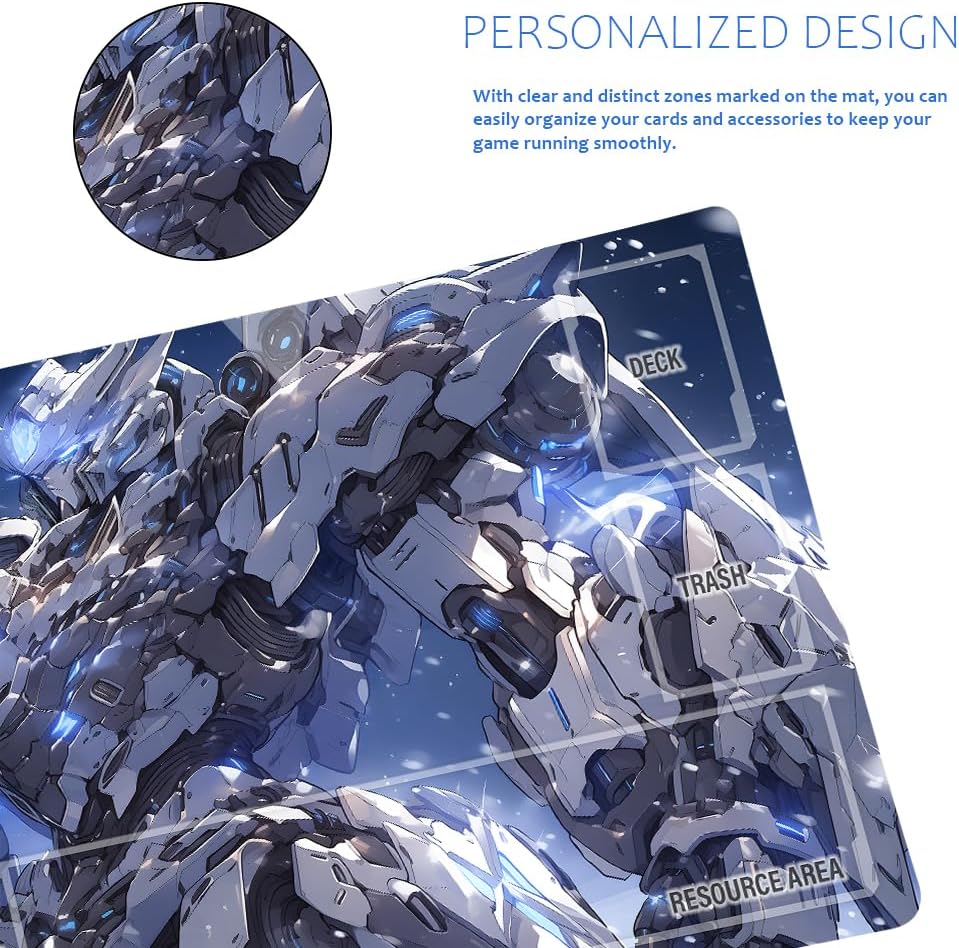 GCG Playmats with Zones - 24"x14" Unofficial GCG Card Game Mat New Player Gundam Playmat  Compatible TCG Player Include Storage Bag (GAODA1-zone)