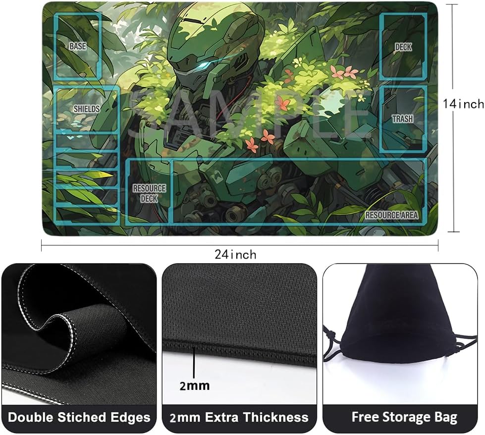 GCG Playmats with Zones - 24"x14" Unofficial GCG Card Game Mat New Player Gundam Playmat  Compatible TCG Player Include Storage Bag (GAODA (15)-Zone)
