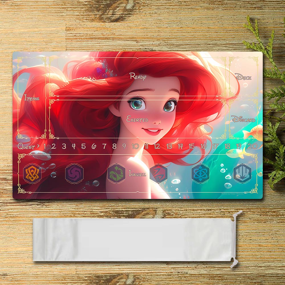 Disney Ariel Lorcana Playmat- DIS15 -  Size 23.6X13.7in Play mats Compatible for TCG RPG CCG Mouse Pad Desk Mats