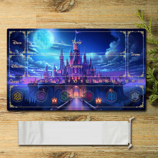 Disney Peripheral - castle5 - Lorcana Playmat Size 23.6X13.7in Play mats Compatible for TCG RPG CCG Mouse Pad Desk Mats