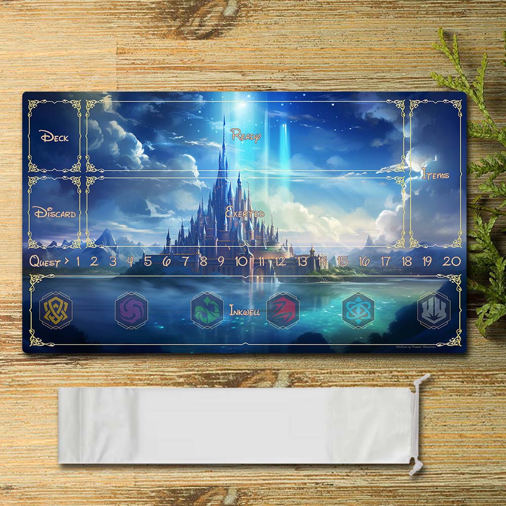 Disney Peripheral - castle3 - Lorcana Playmat Size 23.6X13.7in Play mats Compatible for TCG RPG CCG Mouse Pad Desk Mats