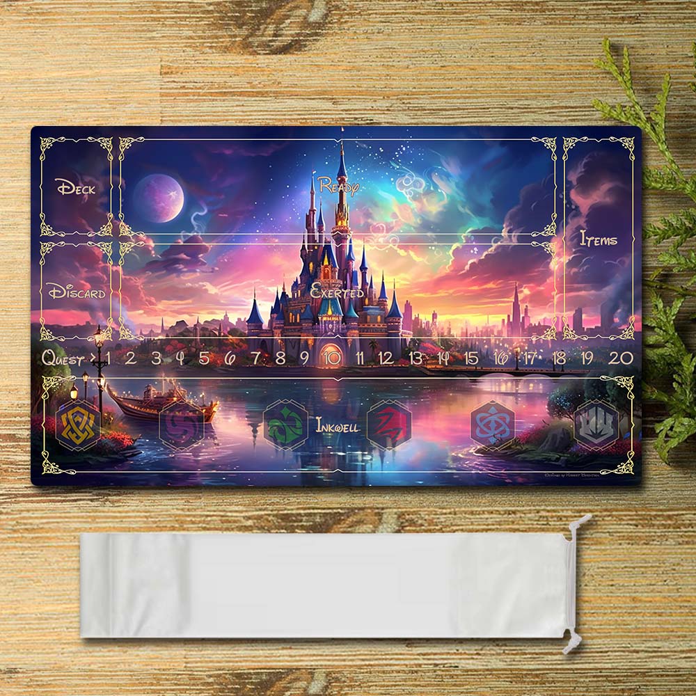 Board Game Peripheral - castle6 - Lorcana Playmat Size 23.6X13.7in Play mats Compatible for TCG RPG CCG Mouse Pad Desk Mats