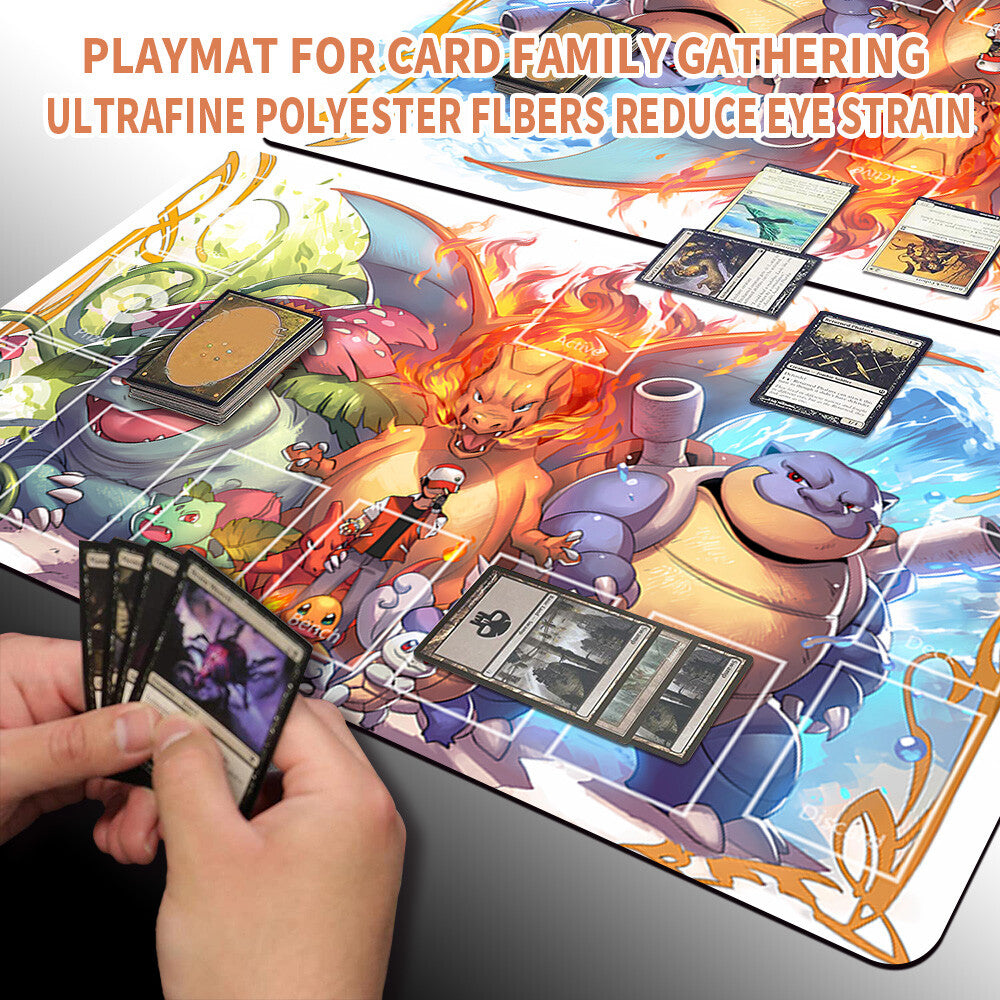 Pokemon Playmat With Zones + Free Bag Trading Card Game Playmat of MTG TCG CCG