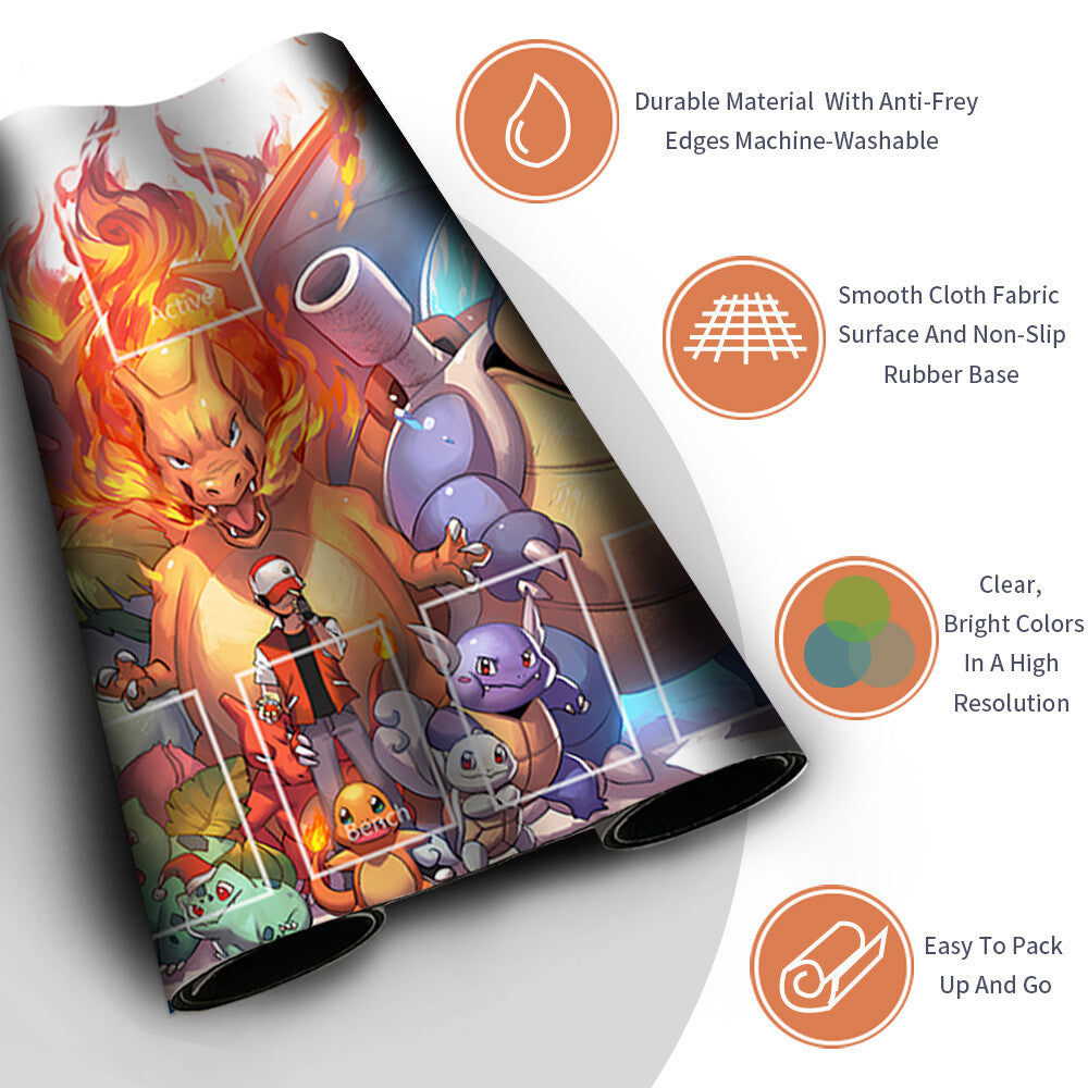 Pokemon Playmat With Zones + Free Bag Trading Card Game Playmat of MTG TCG CCG