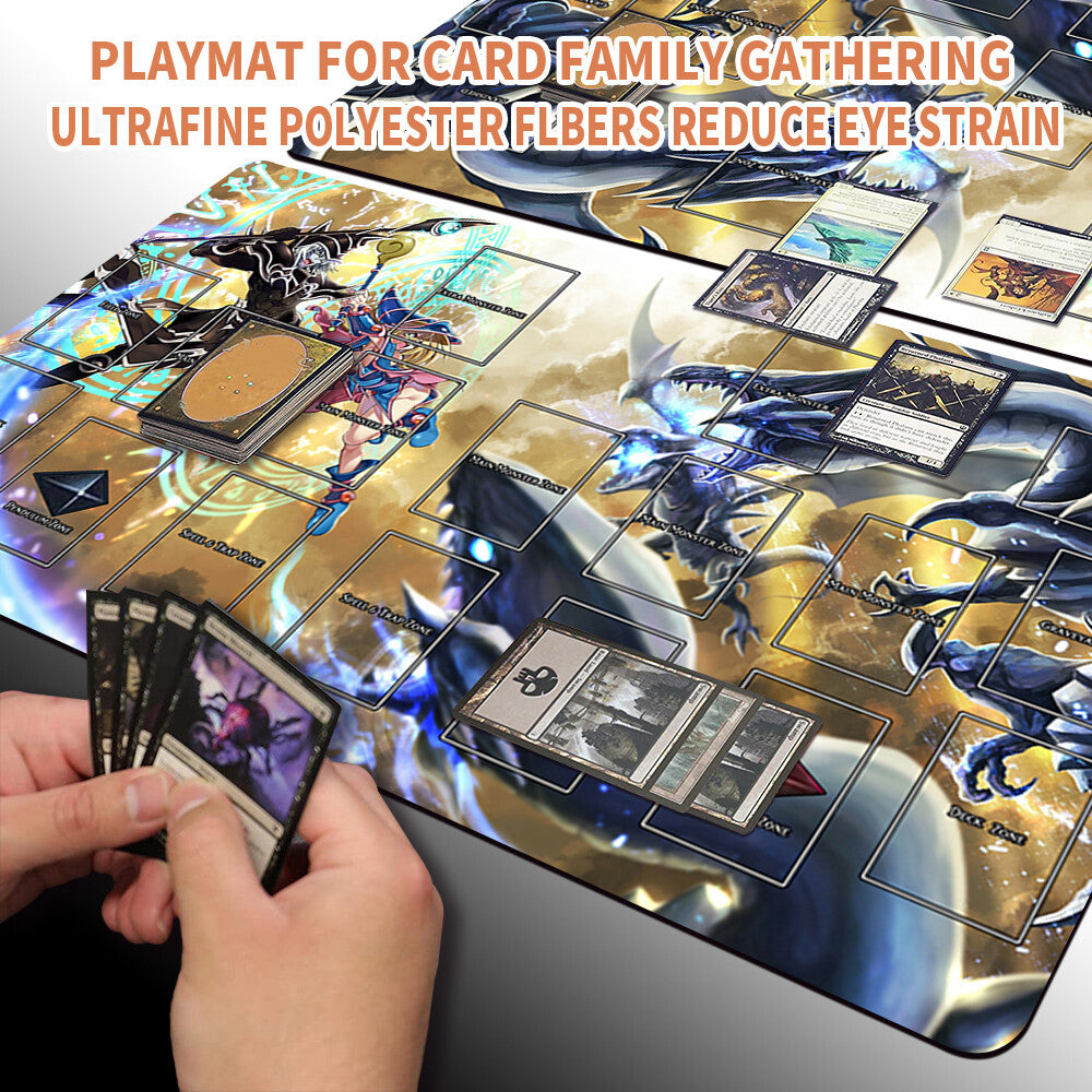 Yugioh Playmat Stitched Edge With Card Zones Yugioh Mouse pad Playmat Stitched Edge of Yugioh TCG