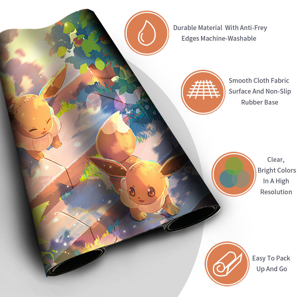 New Pokemon Eevee Playmat Stitched Edge with Free Bag | Pokemon Playmat Stitched Edge With Zones | 357640