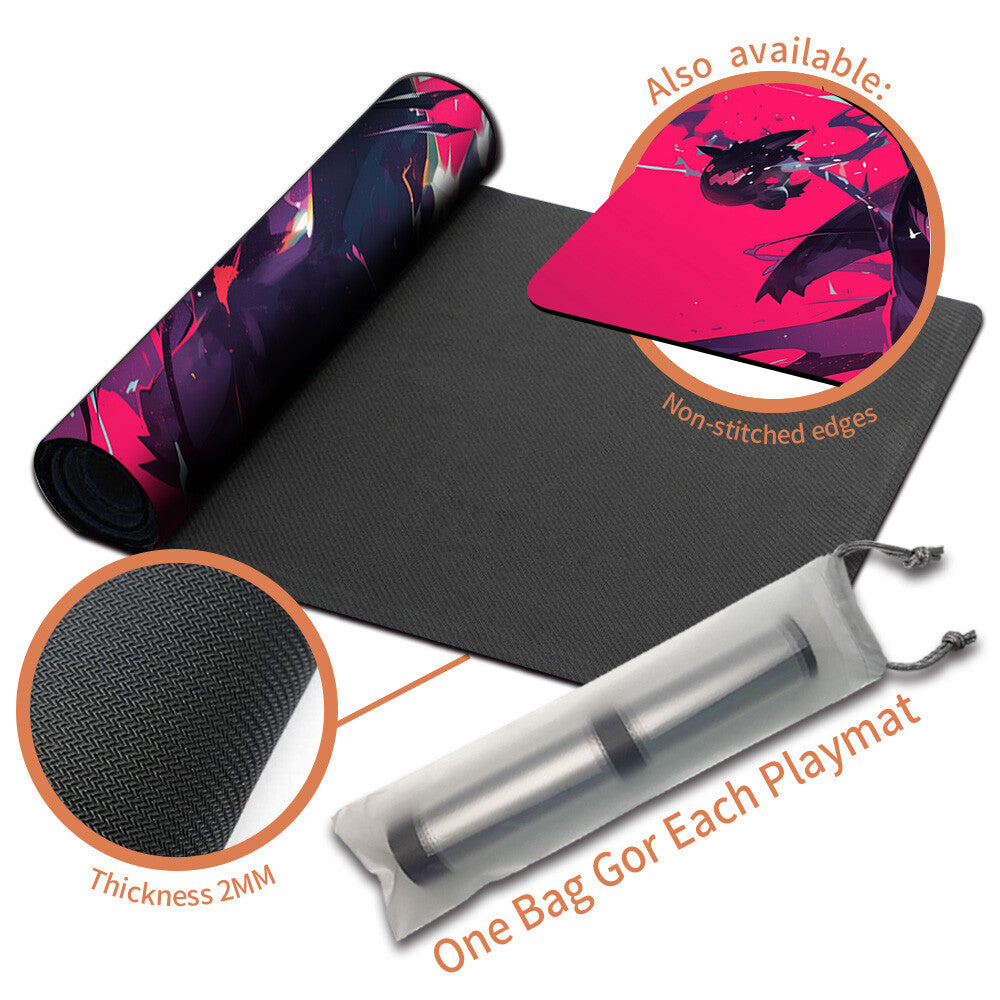 New Pokemon Gengar Playmat Stitched Edge with Free Bag | Pokemon TCG Playmat Stitched Edge | 1359085