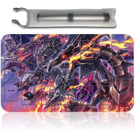 Yugioh Playmat Stitched Edge With Card Zones Yugioh Mouse pad Playmat Stitched Edge of Yugioh TCG