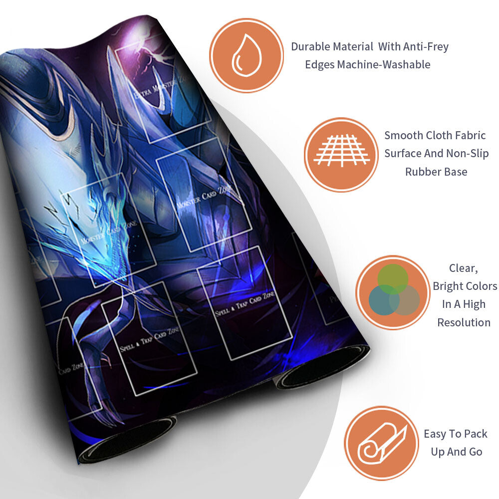 Yugioh Playmat Stitched Edge With Card Zones Yugioh Mouse pad Playmat Stitched Edge of Yugioh TCG | d7m7xyg