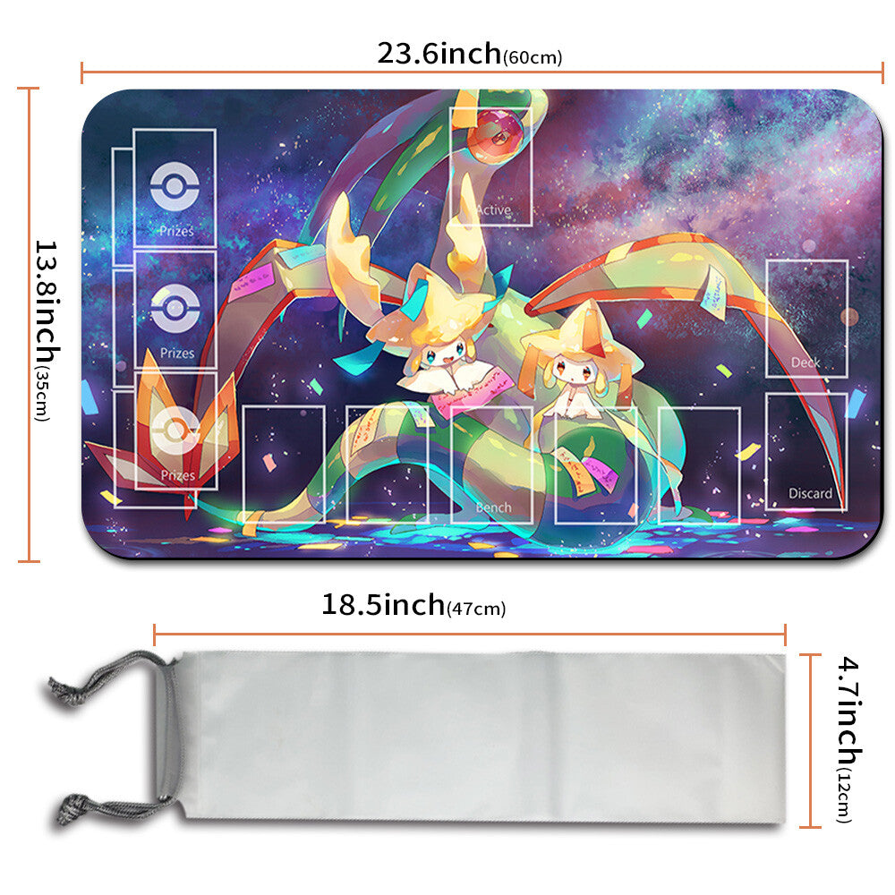 NEW Pokemon Playmat Stitched Edge with Card Zones Free Bag Rubber Playmat Stitched Edge Compatible Pokemon