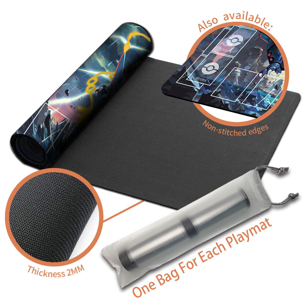 New Pokemon Mega Rayquaza Playmat Stitched Edge with Free Bag | Pokemon Playmat Stitched Edge With Zones