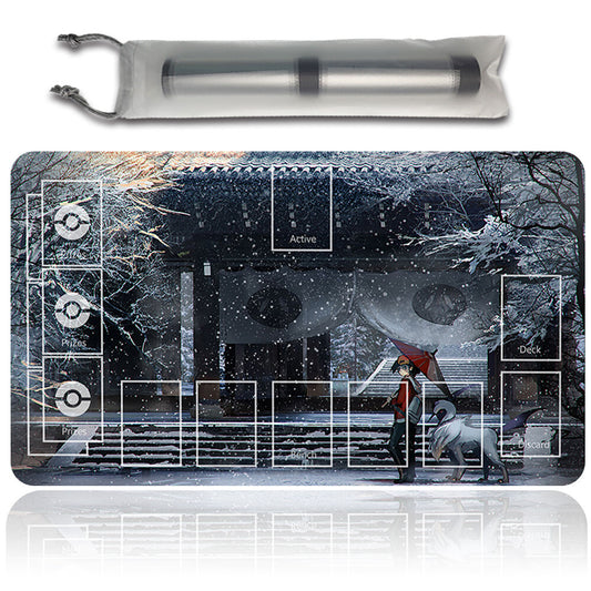 NEW Pokemon Playmat Stitched Edge with Card Zones Free Bag Rubber Playmat Stitched Edge Compatible Pokemon