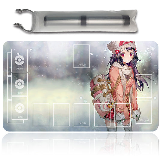 NEW Pokemon Playmat Stitched Edge with Card Zones Free Bag Rubber Playmat Stitched Edge Compatible Pokemon
