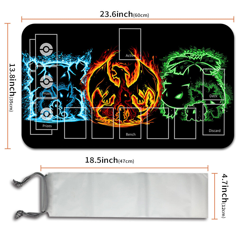 Pokemon Playmat Stitched Edge With Zones + Free Bag Trading Card Game Playmat Stitched Edge of MTG TCG CCG