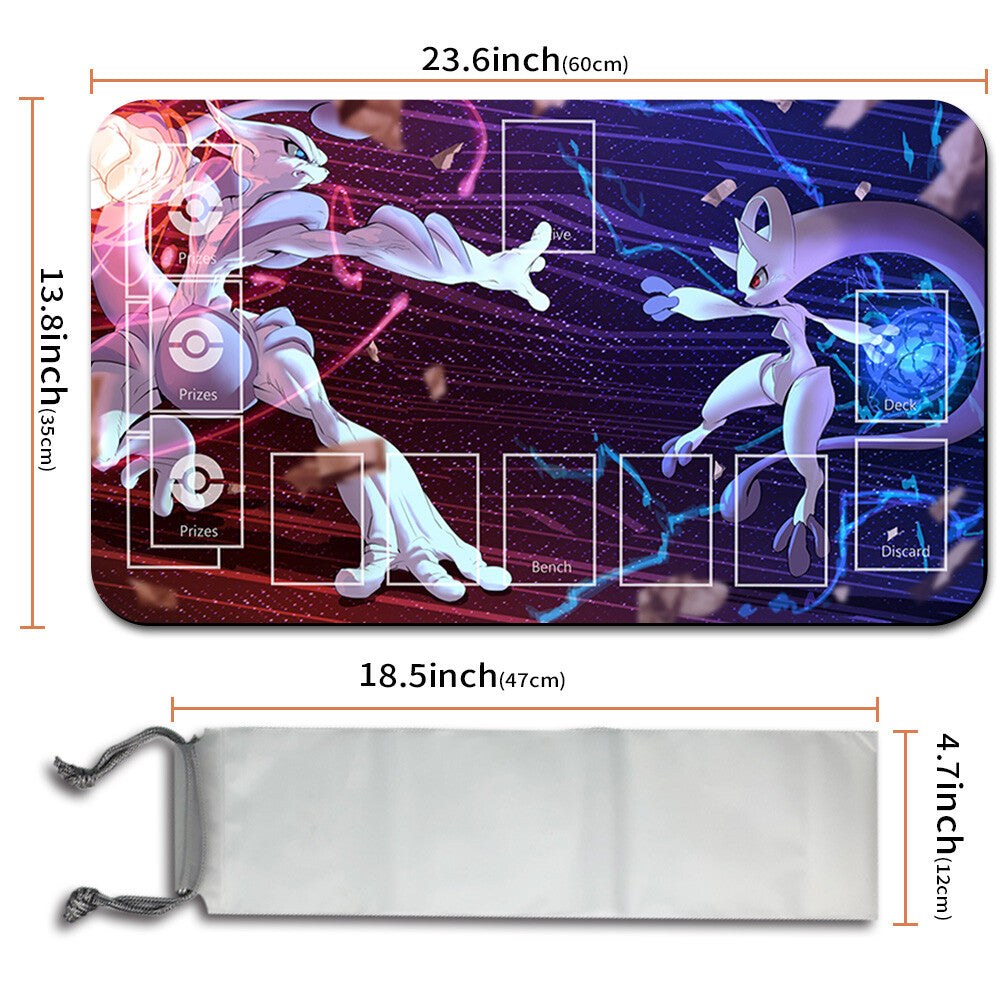 NEW Pokemon Playmat Stitched Edge with Card Zones Free Bag Rubber Playmat Stitched Edge Compatible Pokemon