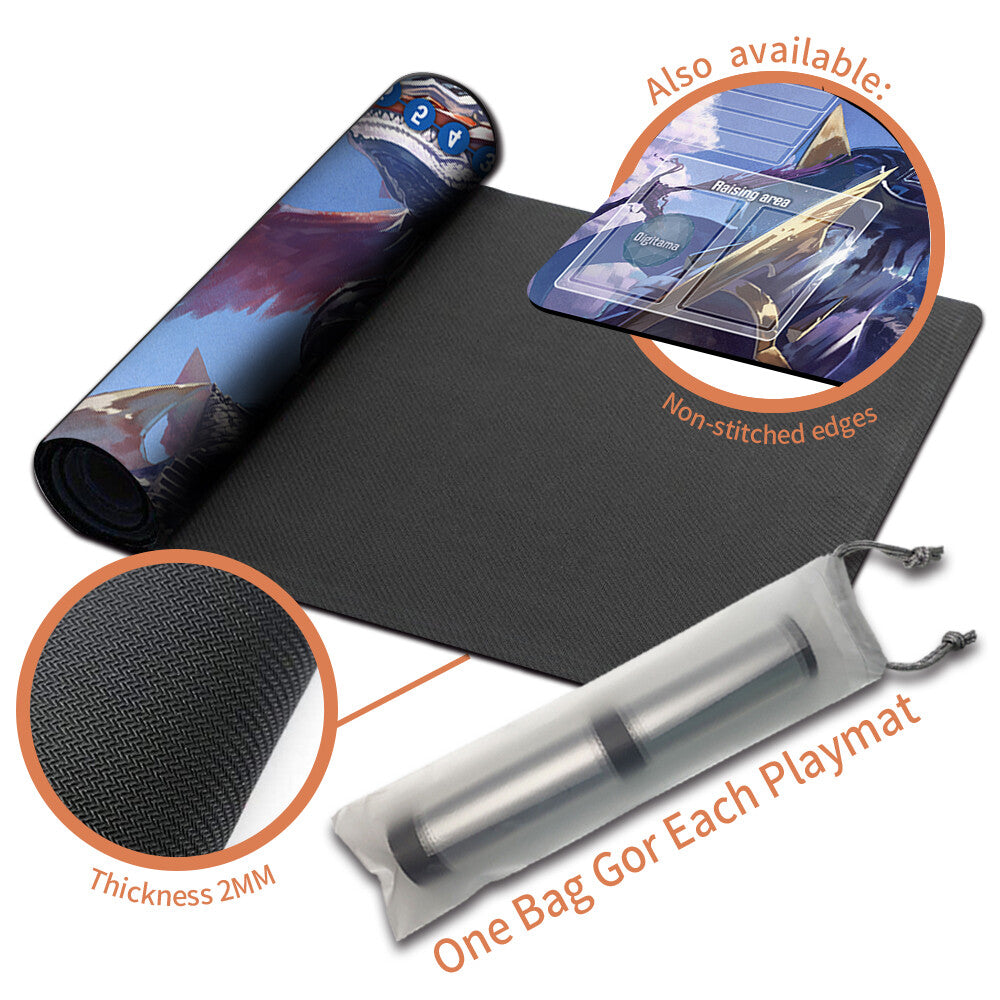 Board Game Digimon Playmat With Card Zones Mousepad Playmat of TCG CCG Stitched Edge