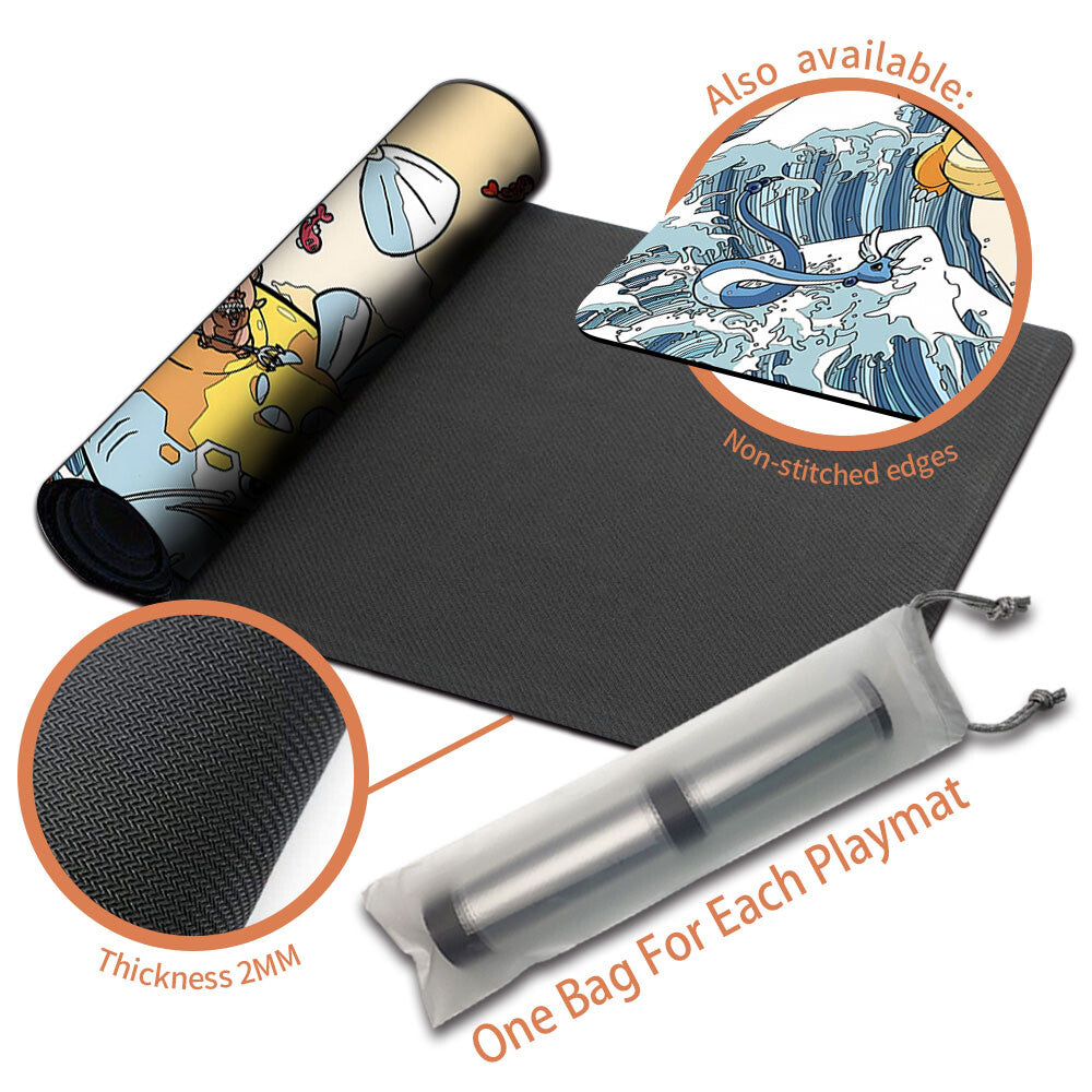 New Pokemon Dragonite Playmat Stitched Edge with Free Bag | Pokemon Playmat Stitched Edge With Zones |215455