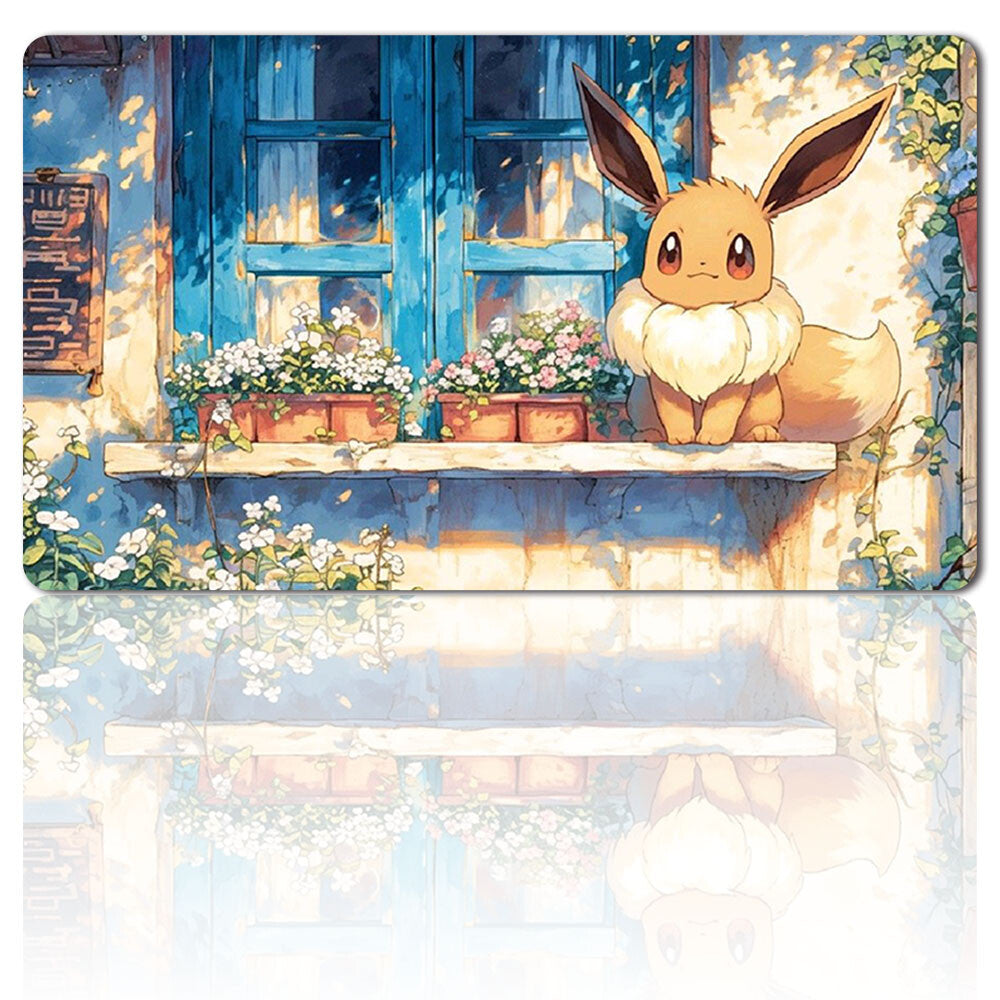 458986 - Board Game Pokemon Eevee Playmat Stitched Edge Games Mousepad Play Mat of TCG