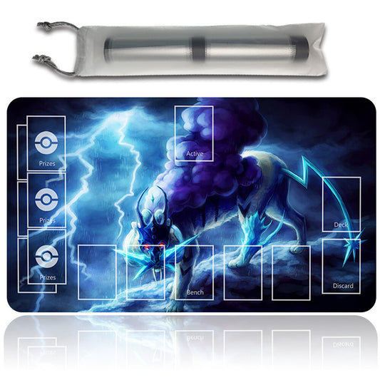 NEW Pokemon Playmat Stitched Edge with Card Zones Free Bag Rubber Playmat Stitched Edge Compatible Pokemon