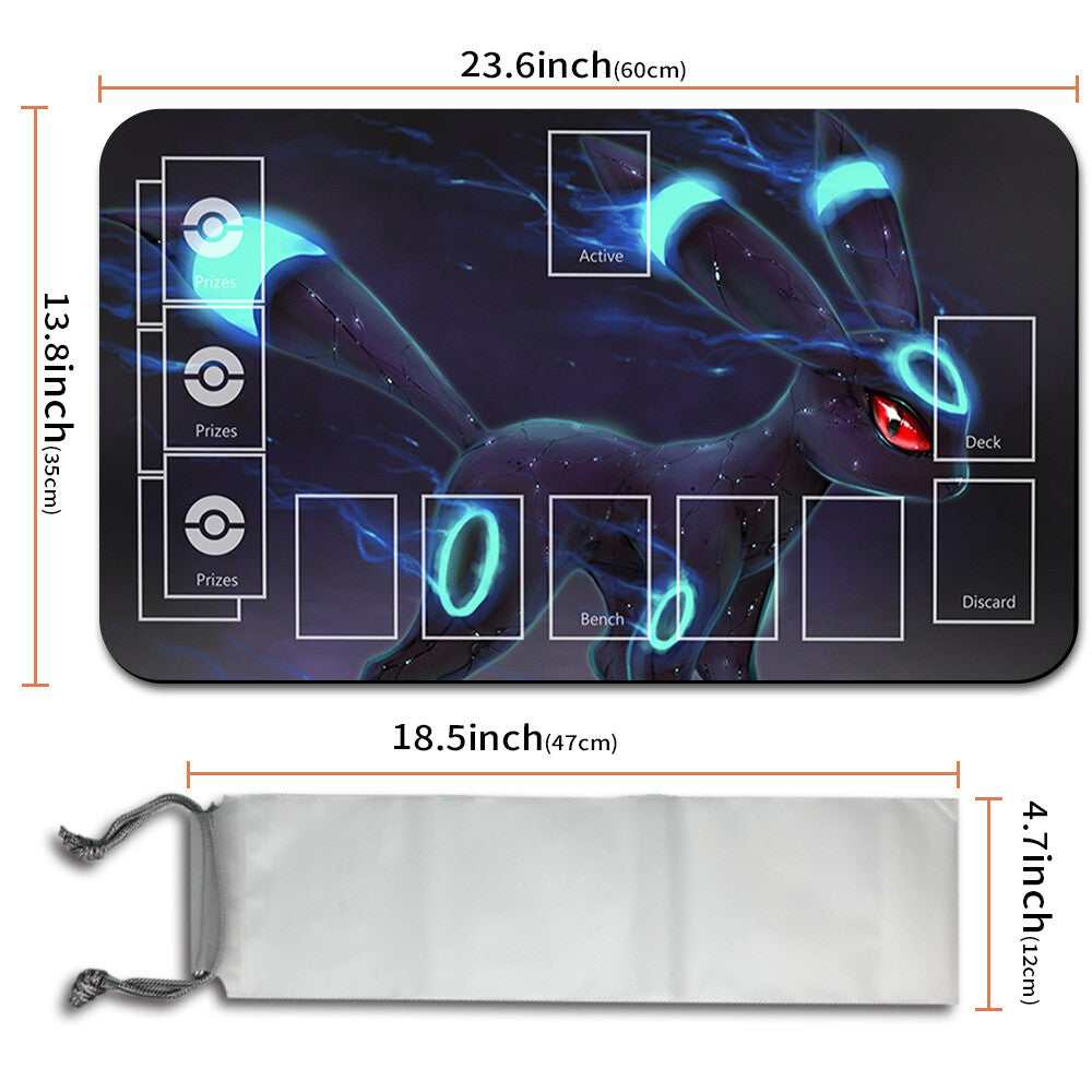 Pokemon Umbreon Playmat Stitched Edge With Zones + Free Bag Card Game Playmat Stitched Edge of MTG TCG CCG